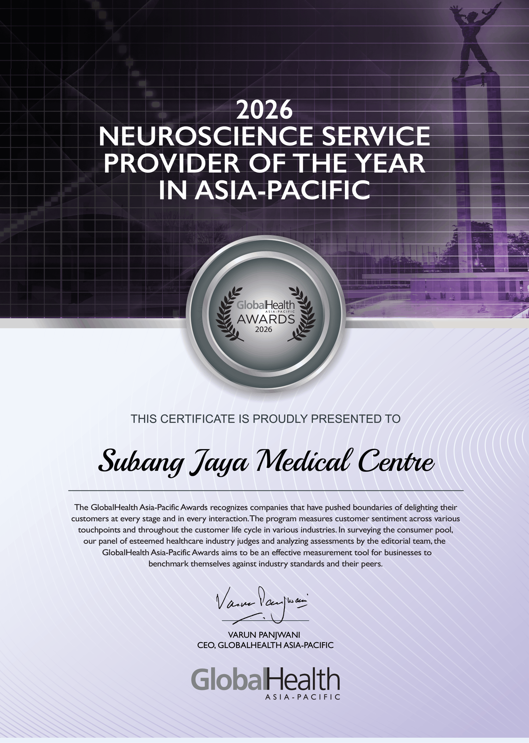 Subang Jaya Medical Centre wins 2026 Neuroscience Service Provider of the Year in Asia-Pacific